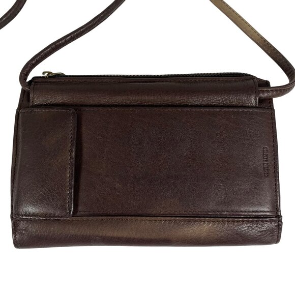 Vintage FOSSIL Brown Leather Crossbody Wallet Organizer Travel Bag 90s - Picture 3 of 15
